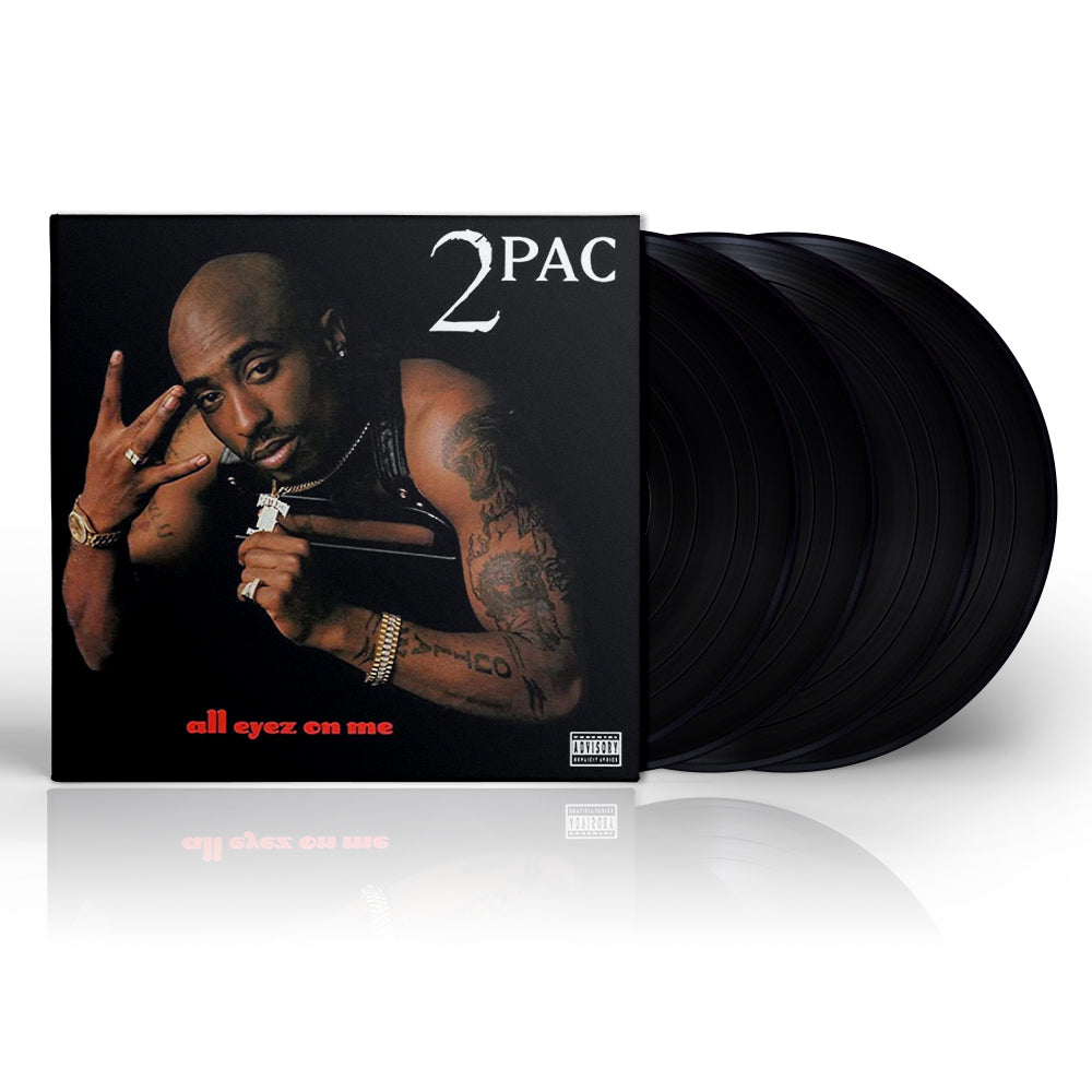 All Eyez On Me di 2Pac in una custodia doppia con la foto iconica del rapper che comprende 4 dischi nella nuova ristampa in formato 4 vinili neri in esclusiva solo sullo Shop Online