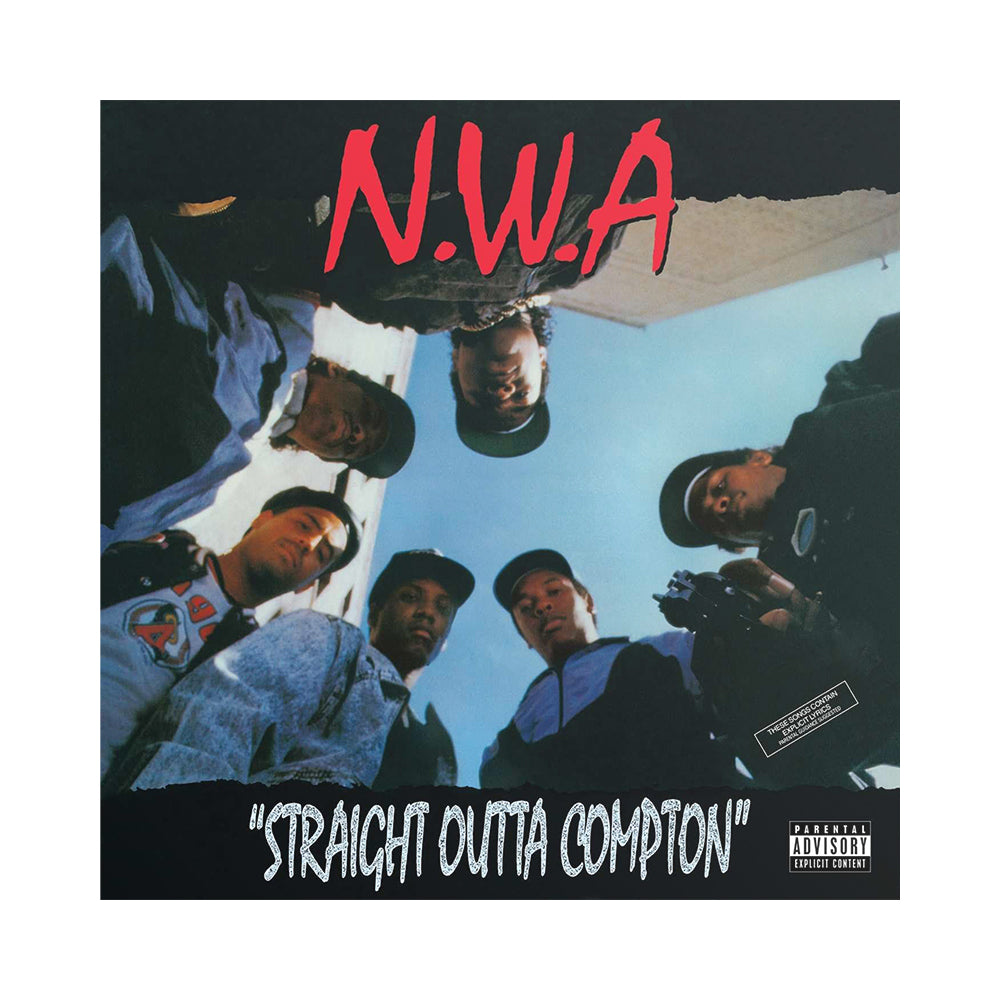 La copertina dell'album Straight Outta Compton di N.W.A, dove si vedono Eazy-E, Dr. Dre, Ice Cube, Ren, Yella, Arabian Prince